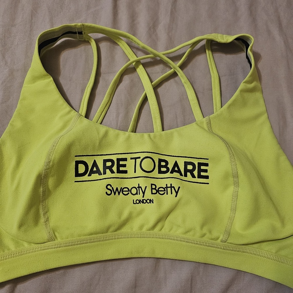 Sweaty Betty London Dare To Bare Sports Bra Strappy M Neon Green